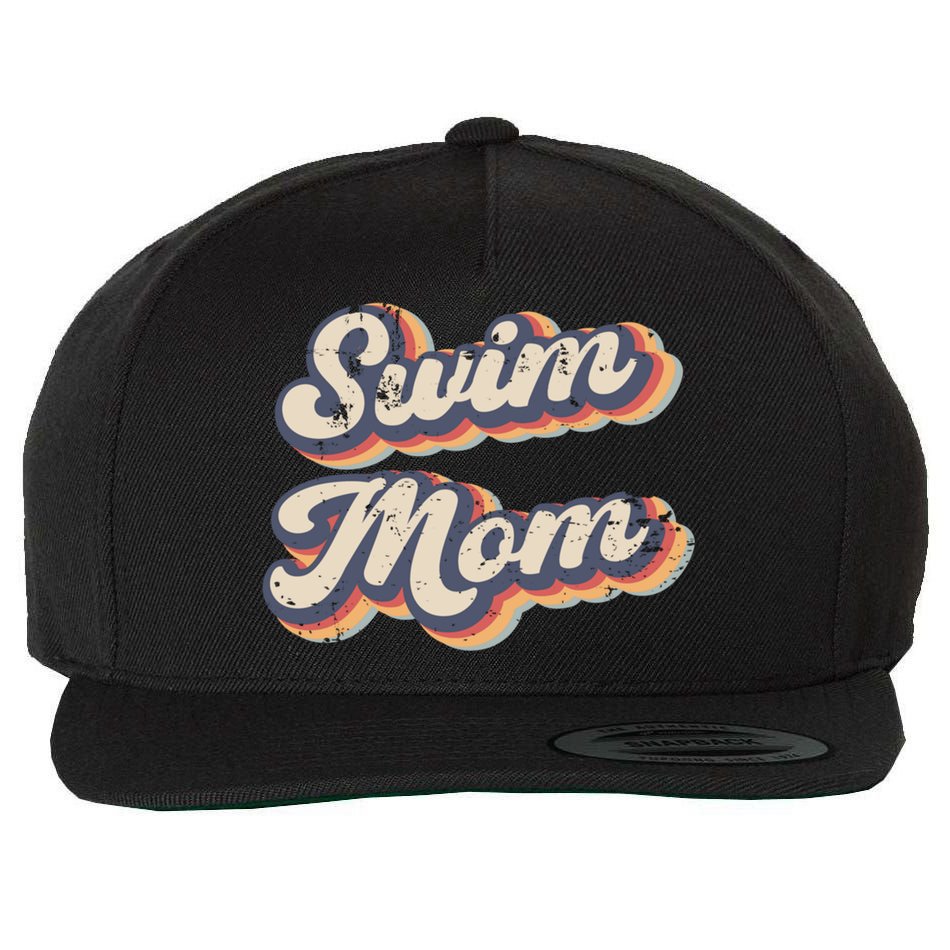 Swim Mom Vintage Rainbow Gift Wool Snapback Cap