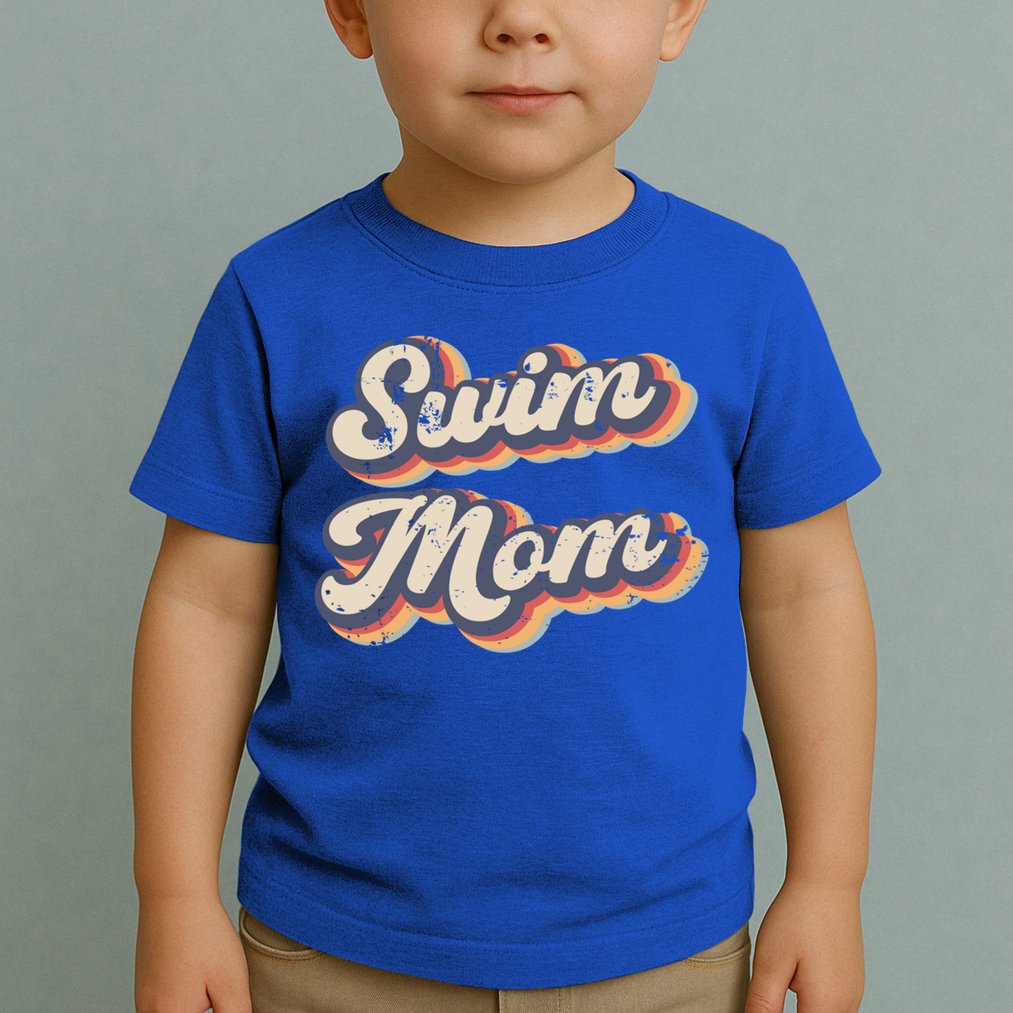 Swim Mom Vintage Rainbow Gift Toddler T-Shirt
