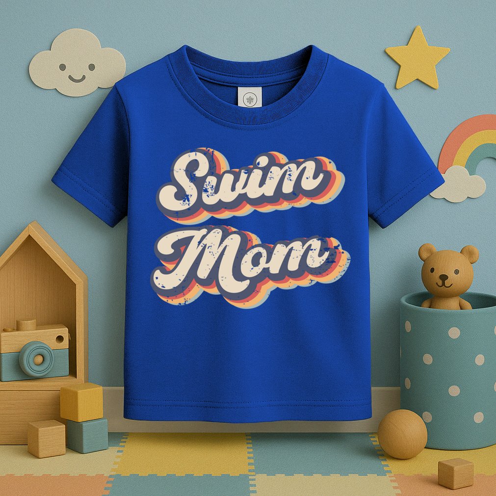 Swim Mom Vintage Rainbow Gift Toddler T-Shirt