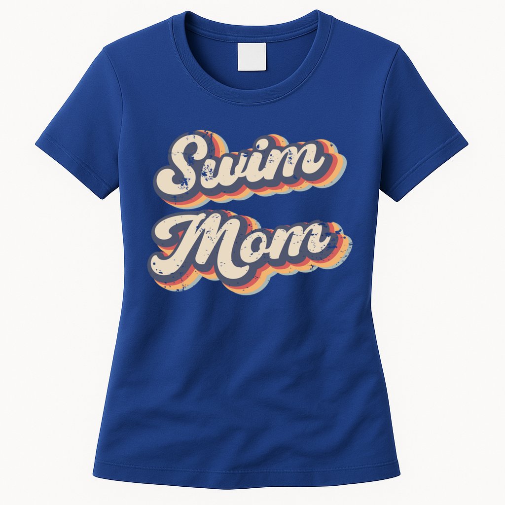 Swim Mom Vintage Rainbow Gift Womens T-Shirt