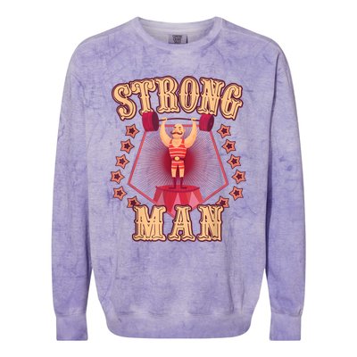 Strong Man Vintage Retro Circus Carnival Birthday Party Colorblast Crewneck Sweatshirt