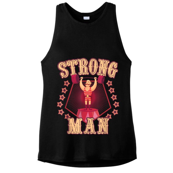 Strong Man Vintage Retro Circus Carnival Birthday Party Ladies PosiCharge Tri-Blend Wicking Tank