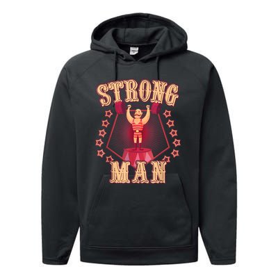 Strong Man Vintage Retro Circus Carnival Birthday Party Performance Fleece Hoodie