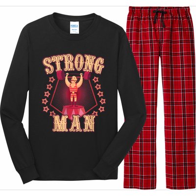 Strong Man Vintage Retro Circus Carnival Birthday Party Long Sleeve Pajama Set