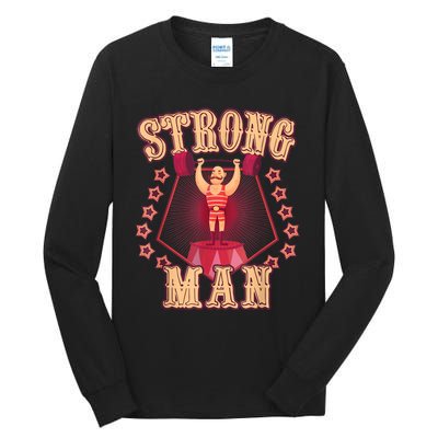 Strong Man Vintage Retro Circus Carnival Birthday Party Tall Long Sleeve T-Shirt