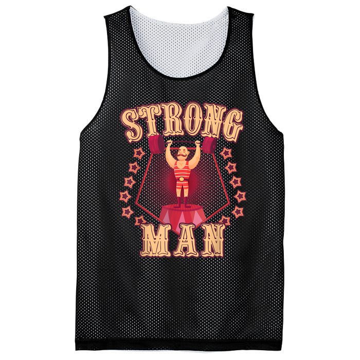 Strong Man Vintage Retro Circus Carnival Birthday Party Mesh Reversible Basketball Jersey Tank