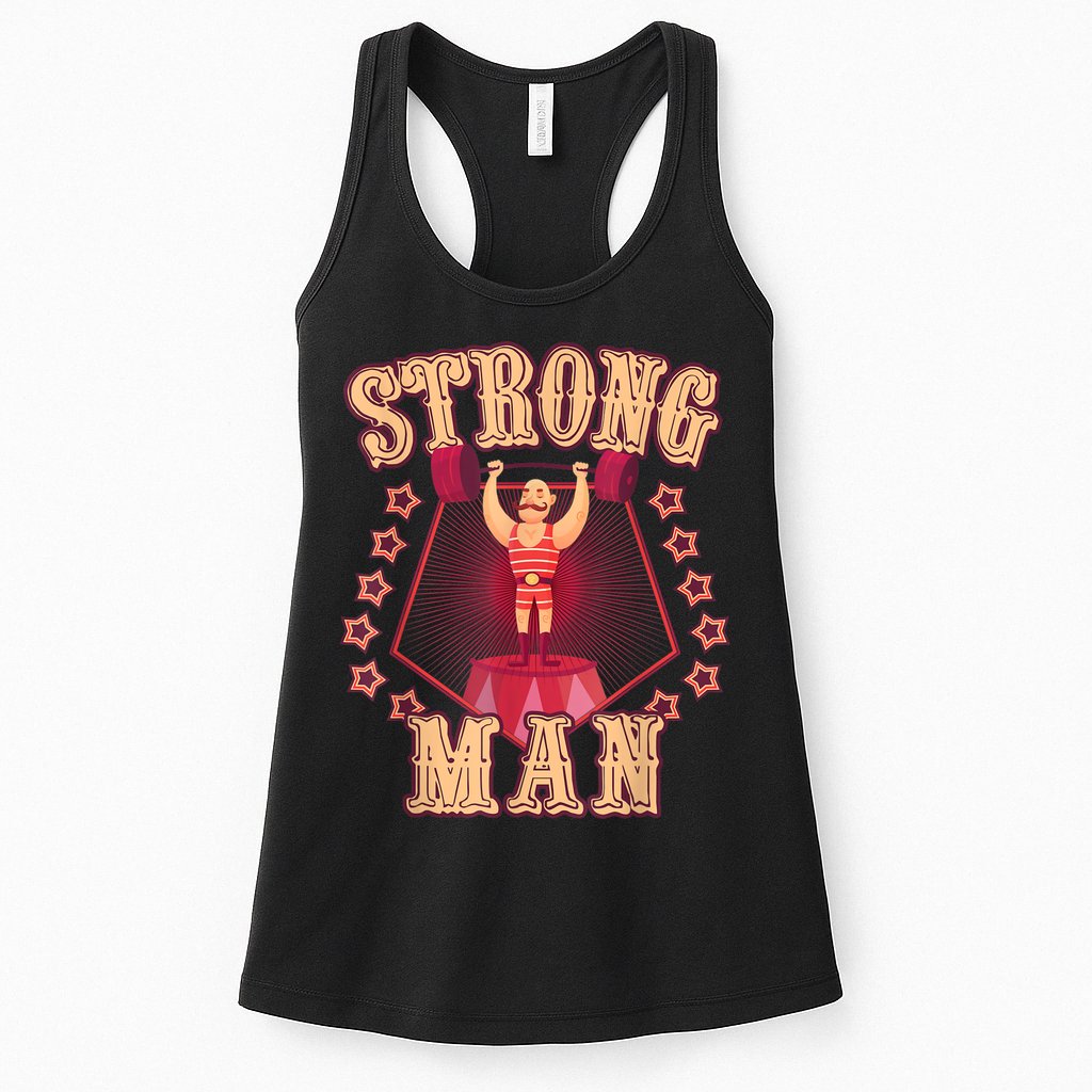 Strong Man Vintage Retro Circus Carnival Birthday Party Womens Tank Top