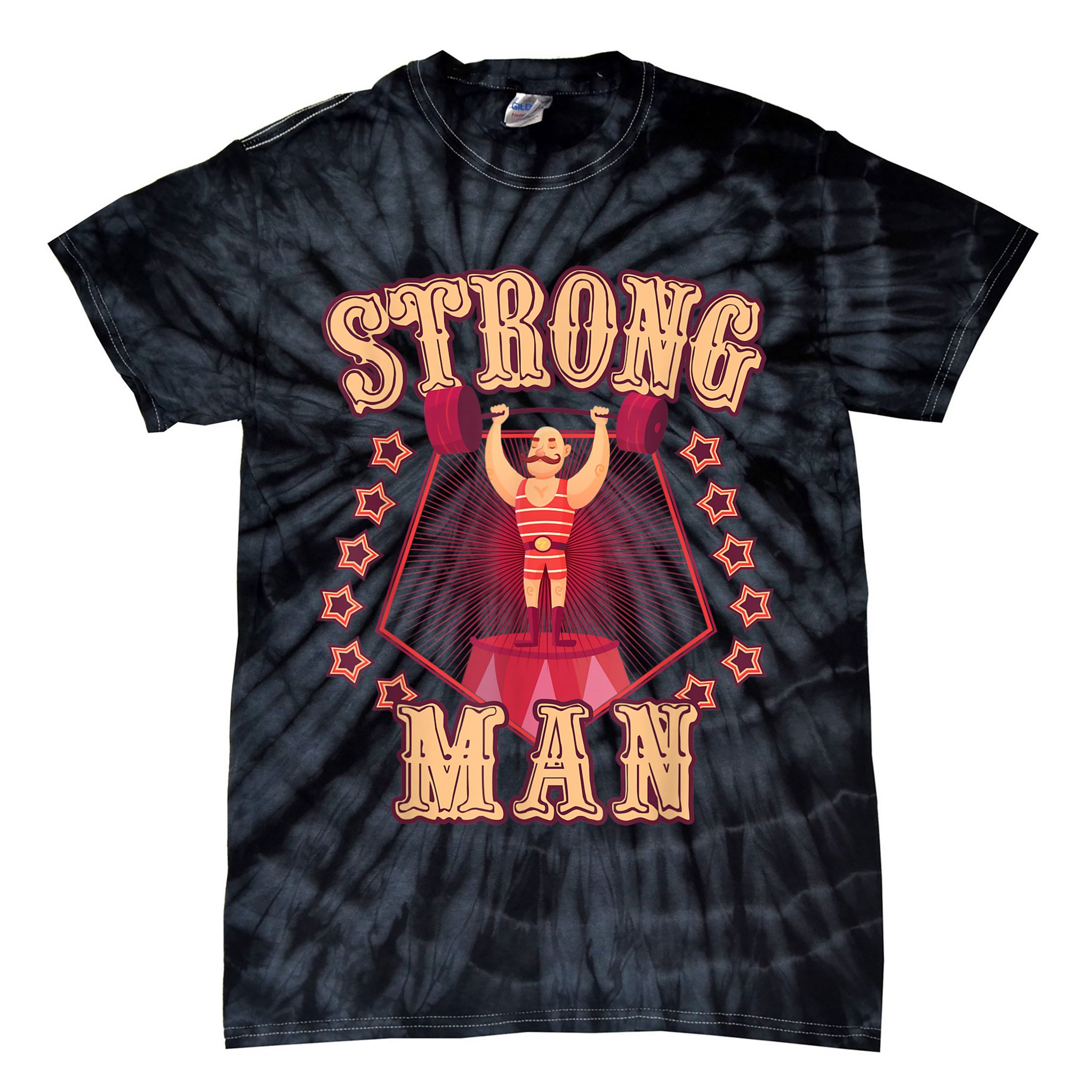 Strong Man Vintage Retro Circus Carnival Birthday Party Tie-Dye T-Shirt