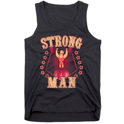 Strong Man Vintage Retro Circus Carnival Birthday Party Tank Top