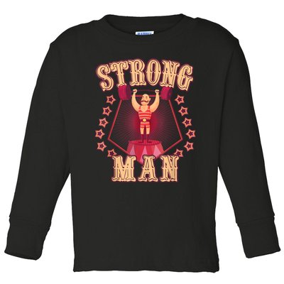 Strong Man Vintage Retro Circus Carnival Birthday Party Toddler Long Sleeve Shirt