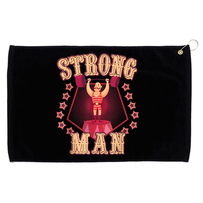 Strong Man Vintage Retro Circus Carnival Birthday Party Grommeted Golf Towel