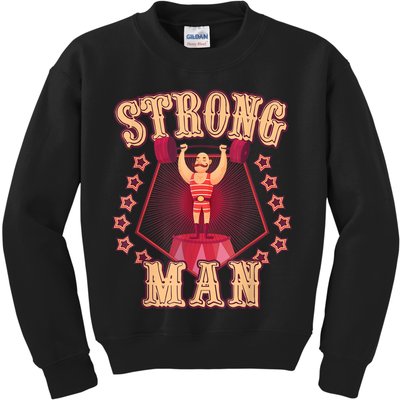 Strong Man Vintage Retro Circus Carnival Birthday Party Kids Sweatshirt