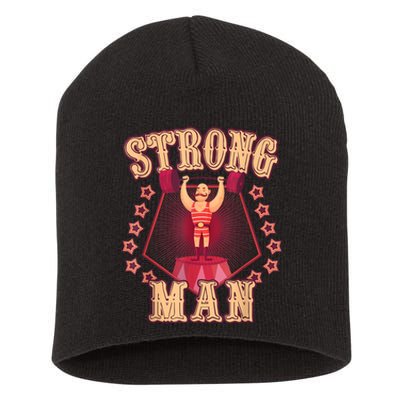 Strong Man Vintage Retro Circus Carnival Birthday Party Short Acrylic Beanie