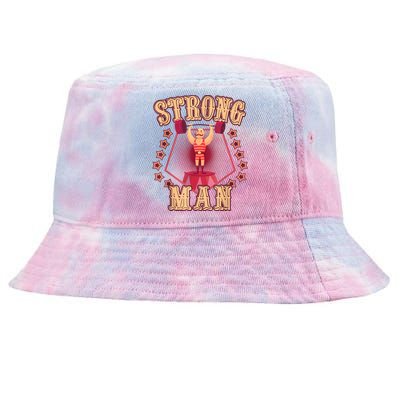 Strong Man Vintage Retro Circus Carnival Birthday Party Tie-Dyed Bucket Hat