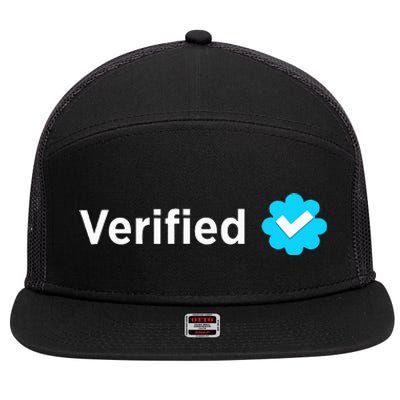 Social Media Verified Account With Check Mark Badge 7 Panel Mesh Trucker Snapback Hat