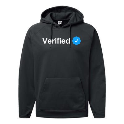 Social Media Verified Account Check Mark Performance Fleece Hoodie