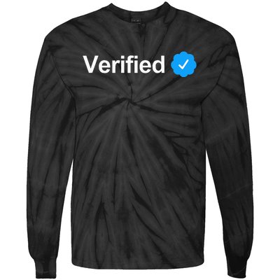 Social Media Verified Account Check Mark Tie-Dye Long Sleeve Shirt