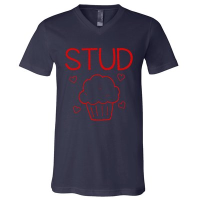 Stud Muffins Valentine's Day Funny Heart Love V-Neck T-Shirt