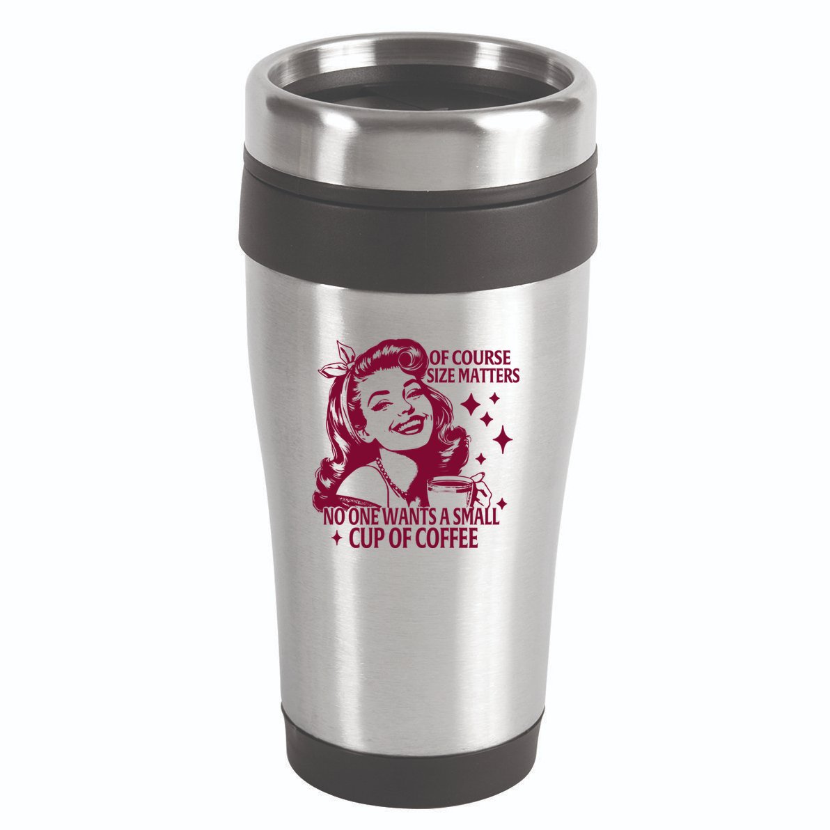 Size Matters Vintage Retro Housewife Funny Coffee Sarcastic 16oz Travel Tumbler