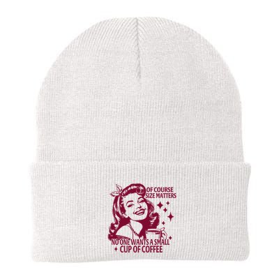 Size Matters Vintage Retro Housewife Funny Coffee Sarcastic Beanie