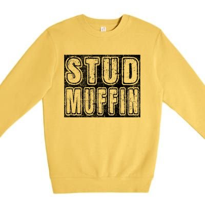 Stud Muffin Vintage Graphic Muffin Pun Meaningful Gift Premium Crewneck Sweatshirt