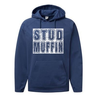 Stud Muffin Vintage Graphic Muffin Pun Meaningful Gift Performance Fleece Hoodie