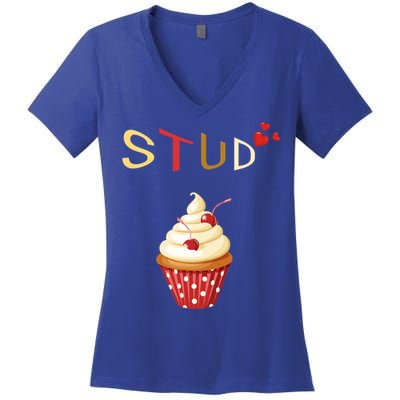 Stud Muffin Valentines Day Funny Heart Love Cute Gift Women's V-Neck T-Shirt