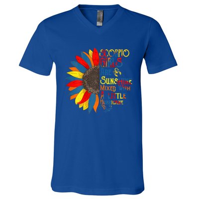 Sunshine Mixed With Hurricane Scorpio Birthday Gift V-Neck T-Shirt