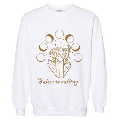 Salem Ma Witch Trials 1692 Moon Phase Crystals Witchcraft Gift Garment-Dyed Sweatshirt