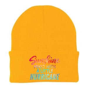 Sunshine Mixed With Little Hurricane Funny Positive Message Cool Gift Knit Cap Winter Beanie