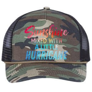 Sunshine Mixed With Little Hurricane Funny Positive Message Cool Gift Retro Rope Trucker Hat Cap