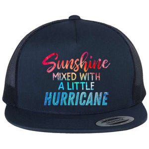 Sunshine Mixed With Little Hurricane Funny Positive Message Cool Gift Flat Bill Trucker Hat