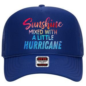 Sunshine Mixed With Little Hurricane Funny Positive Message Cool Gift High Crown Mesh Back Trucker Hat