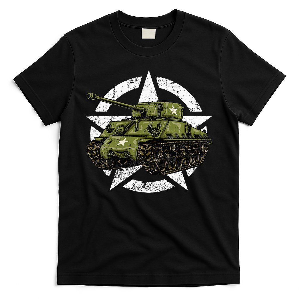 Sherman M4 World War 2 Army Tank Vintage Tank A Military T-Shirt
