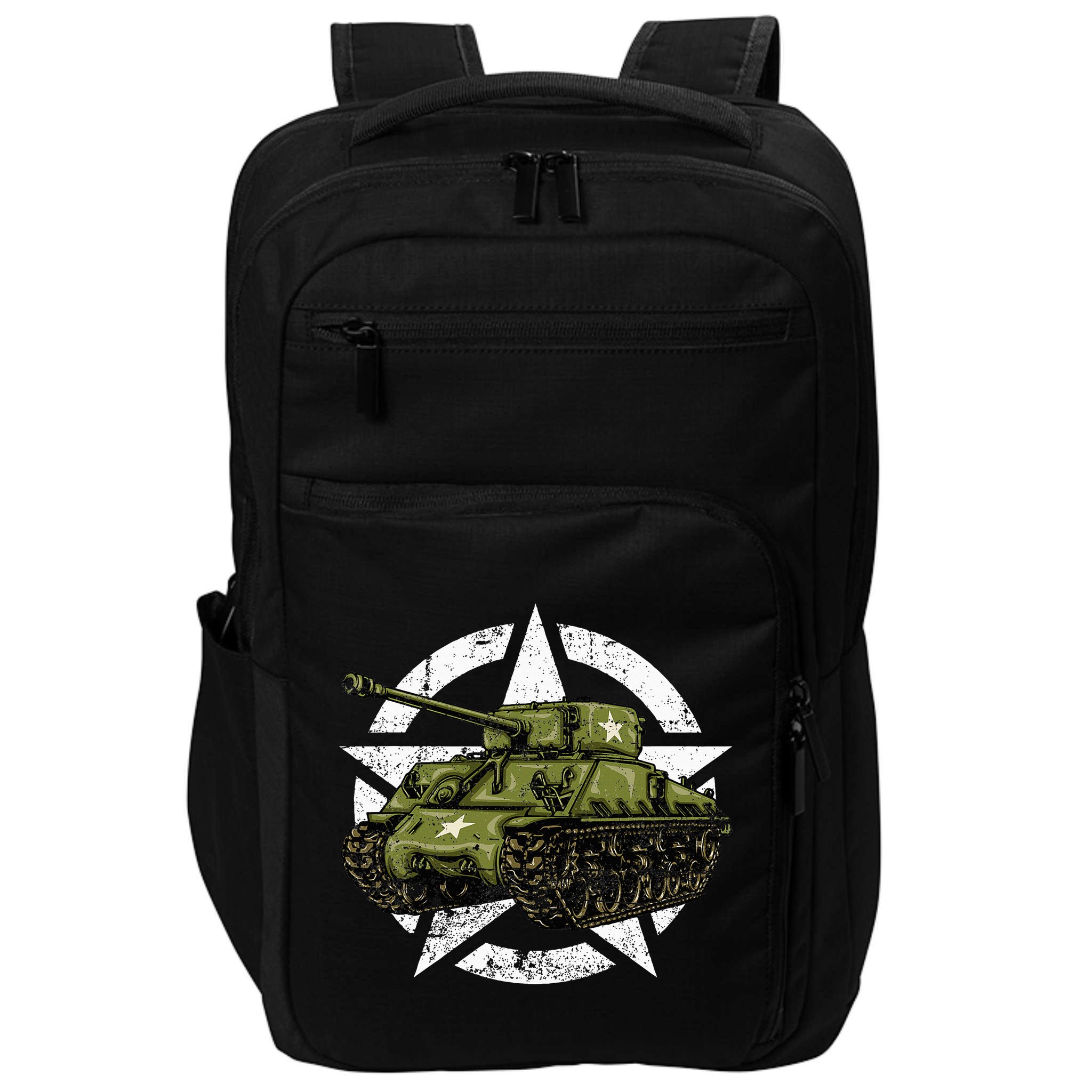 Sherman M4 World War 2 Army Tank Vintage Tank A Military Impact Tech Backpack