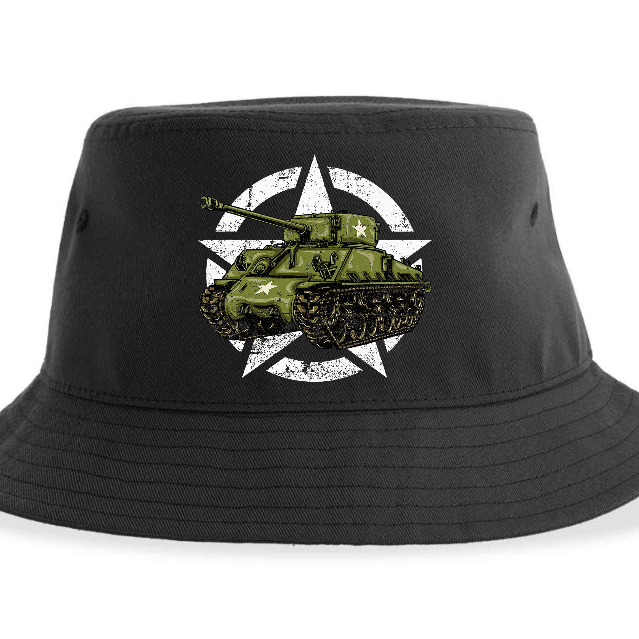 Sherman M4 World War 2 Army Tank Vintage Tank A Military Sustainable Bucket Hat
