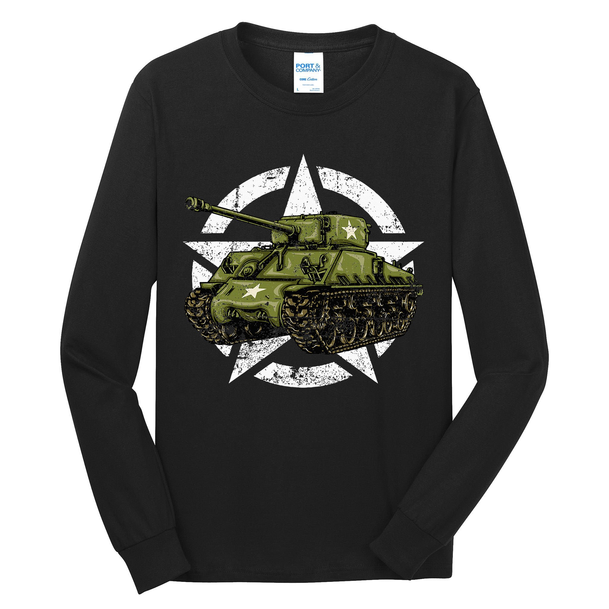 Sherman M4 World War 2 Army Tank Vintage Tank A Military Tall Long Sleeve T-Shirt