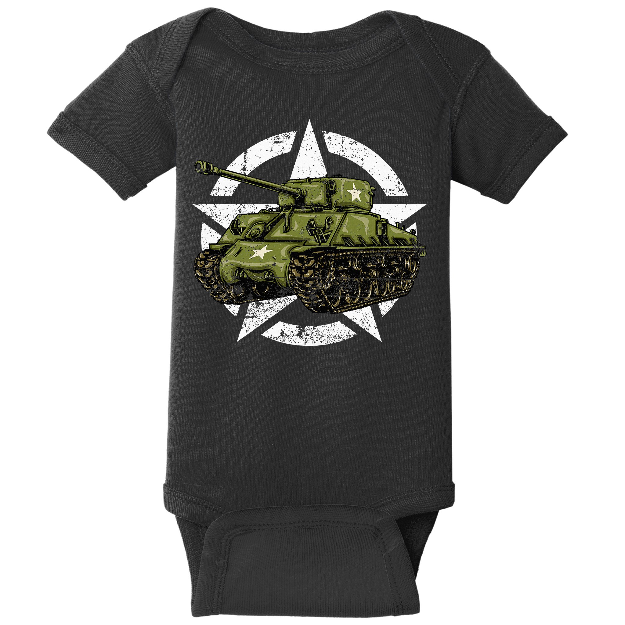 Sherman M4 World War 2 Army Tank Vintage Tank A Military Baby Bodysuit