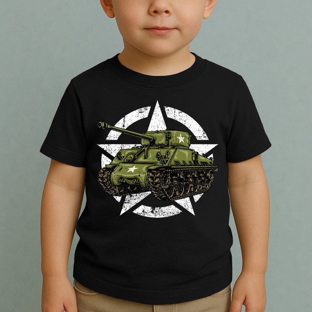 Sherman M4 World War 2 Army Tank Vintage Tank A Military Toddler T-Shirt