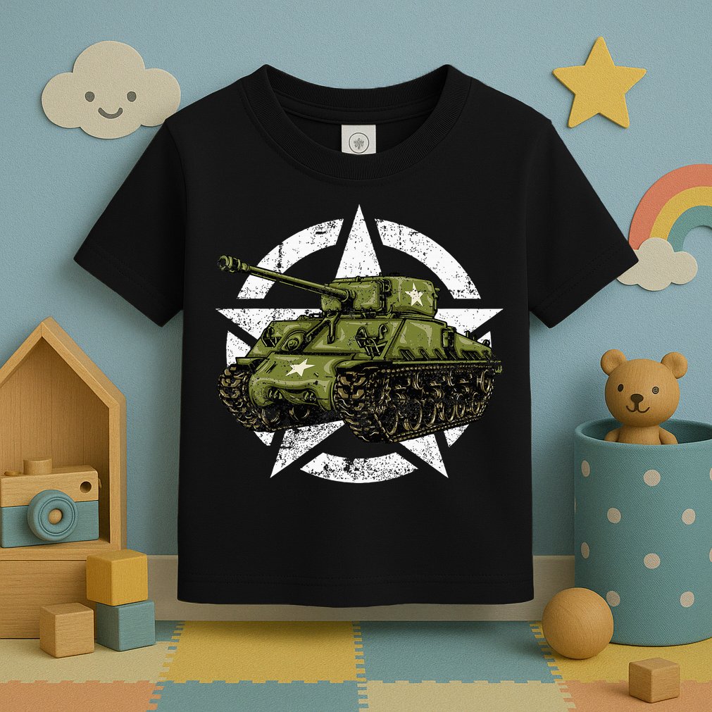 Sherman M4 World War 2 Army Tank Vintage Tank A Military Toddler T-Shirt