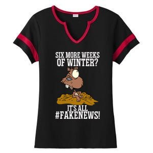 Six More Weeks Fake News Funny Groundhog Day Animal Lover Meaningful Gift Ladies Halftime Notch Neck Tee