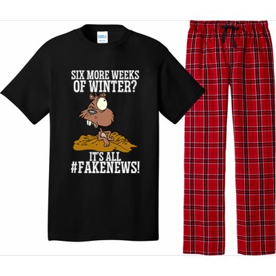 Six More Weeks Fake News Funny Groundhog Day Animal Lover Meaningful Gift Pajama Set