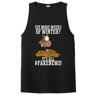 Six More Weeks Fake News Funny Groundhog Day Animal Lover Meaningful Gift PosiCharge Competitor Tank