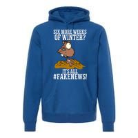 Six More Weeks Fake News Funny Groundhog Day Animal Lover Meaningful Gift Premium Hoodie