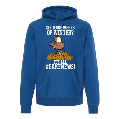 Six More Weeks Fake News Funny Groundhog Day Animal Lover Meaningful Gift Premium Hoodie