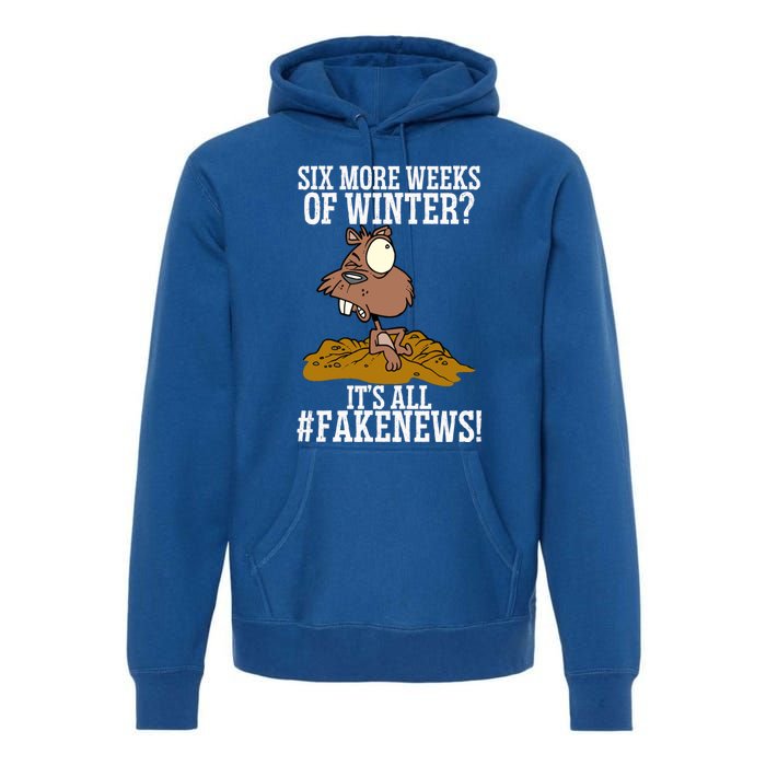 Six More Weeks Fake News Funny Groundhog Day Animal Lover Meaningful Gift Premium Hoodie