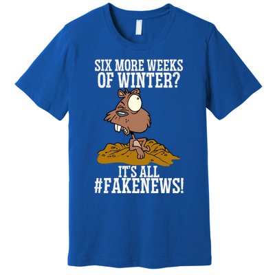 Six More Weeks Fake News Funny Groundhog Day Animal Lover Meaningful Gift Premium T-Shirt