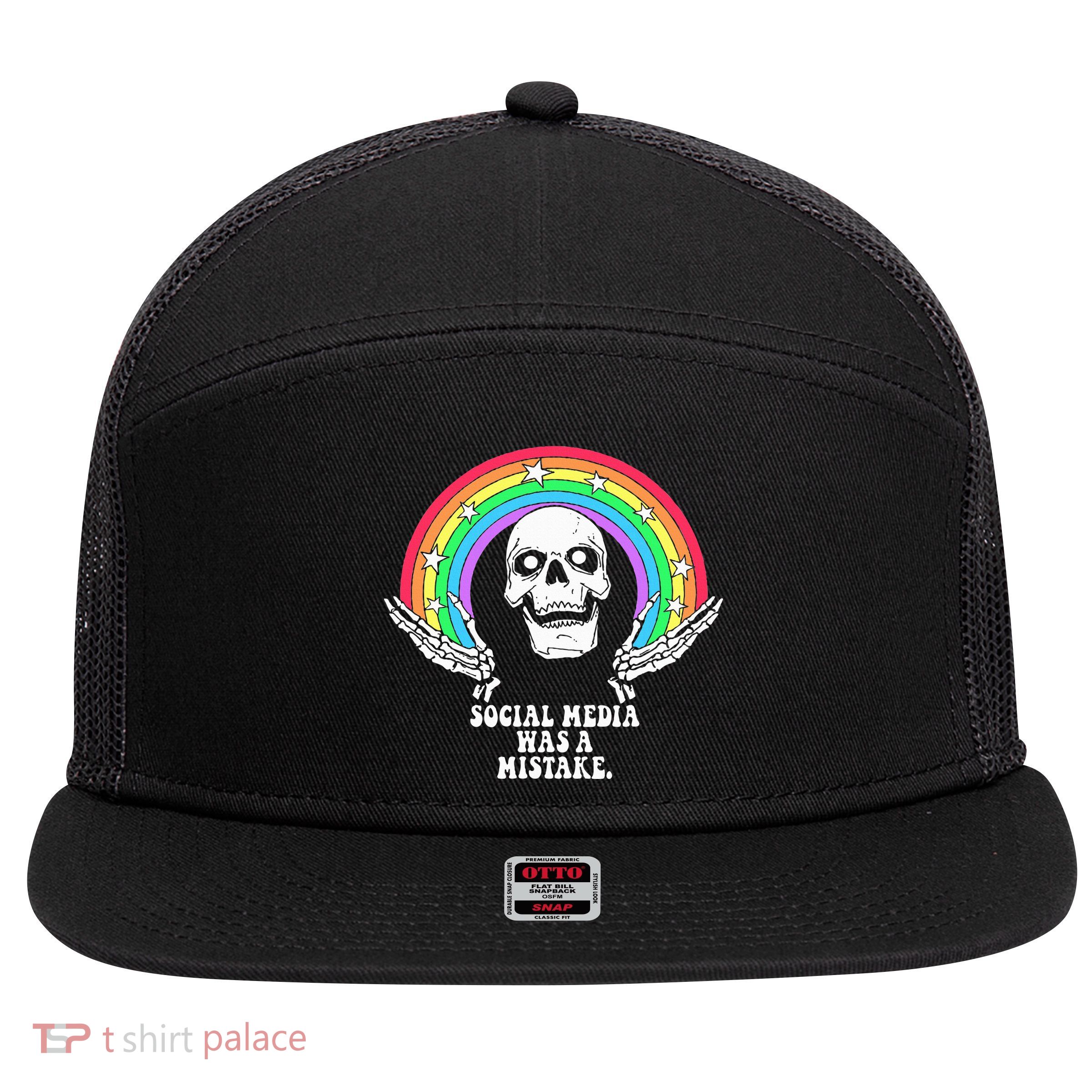 Social Media Was A Mistake 7 Panel Mesh Trucker Snapback Hat