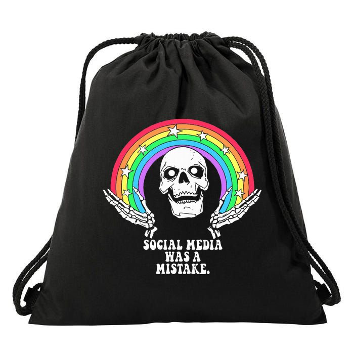 Social Media Was A Mistake Drawstring Bag