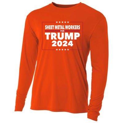 Sheet Metal Workers For Trump 2024 President Republican Gift Cooling Performance Long Sleeve Crew